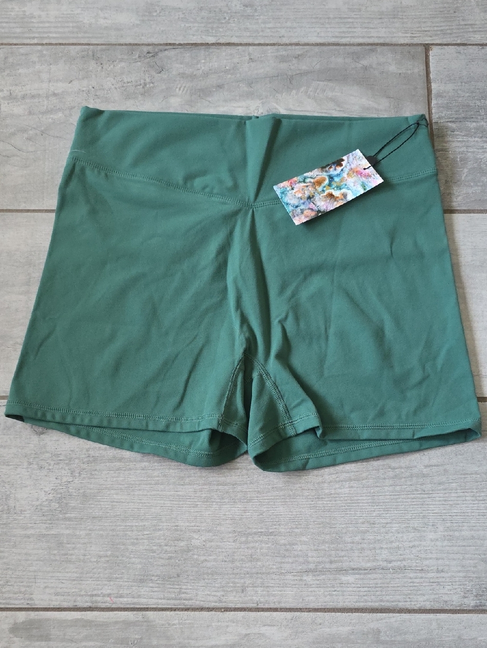 Balance/Vitality Athletica "Cloud" Fabric High-Rise Bike Shorts in Green